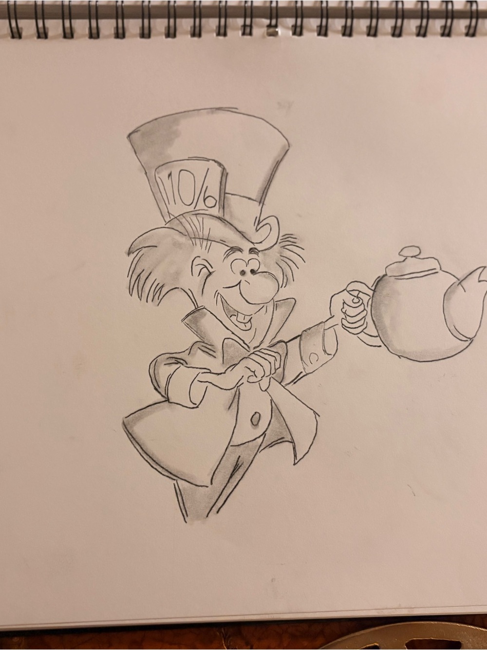 $10 a sketchOriginals Hannibal Harley Mad Hatter Pencil Sketch - Black and White
